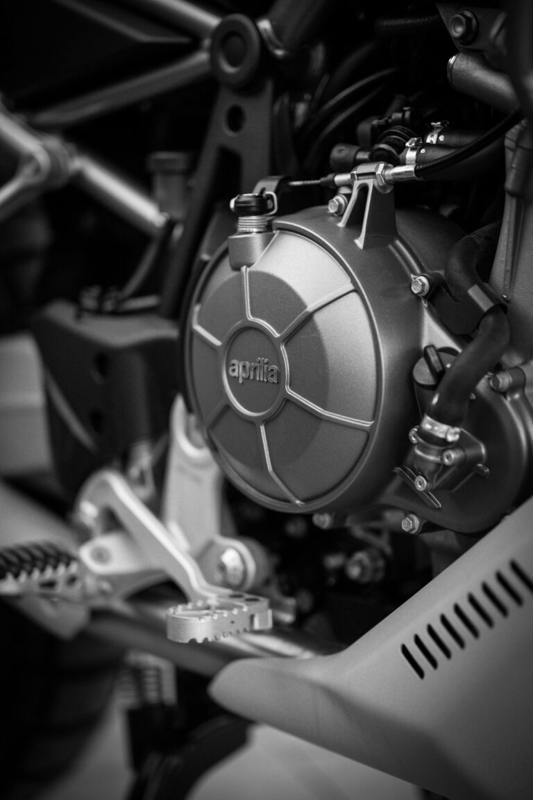 Close-up of a motorcycle engine showcasing detailed mechanical parts, captured in Yalova, Türkiye.